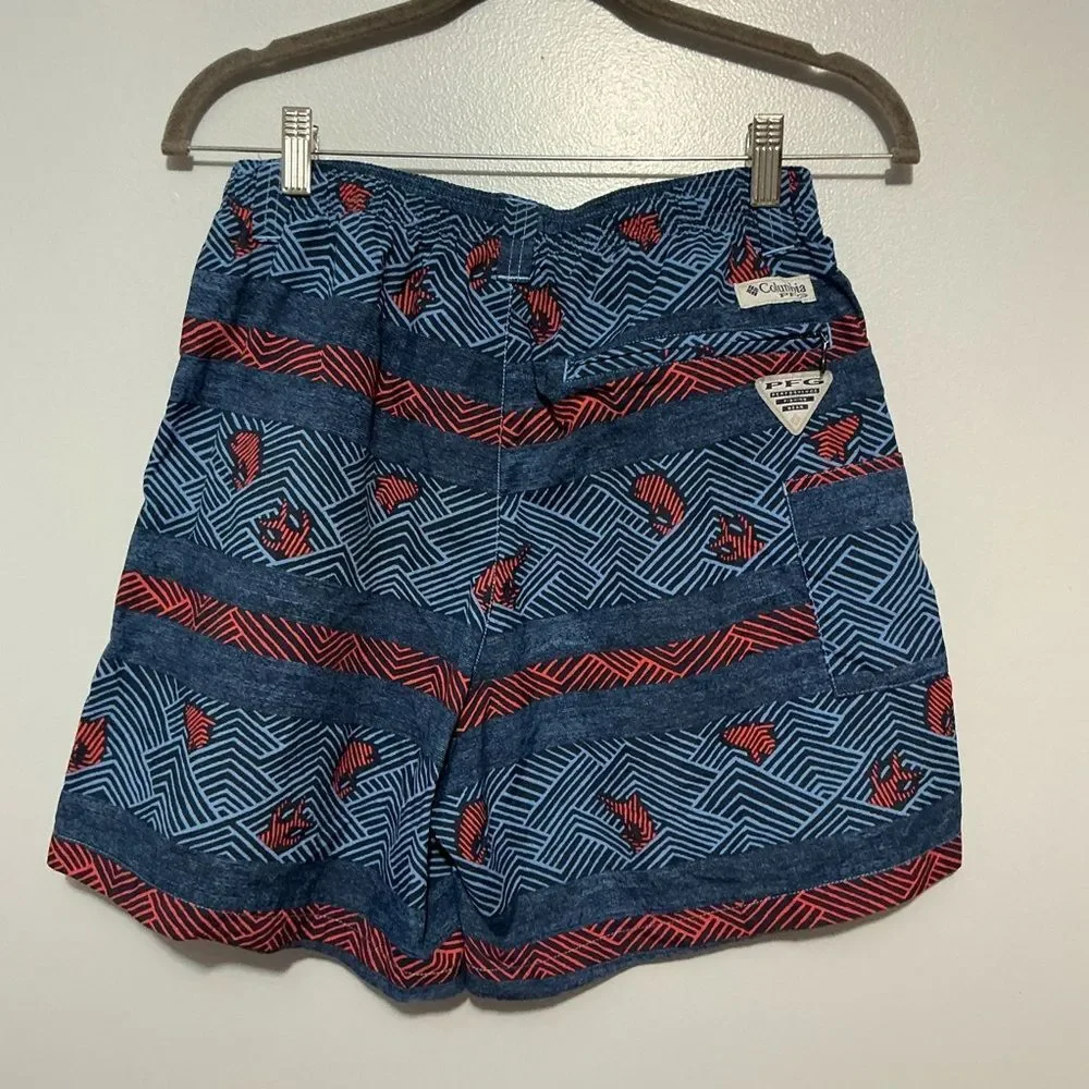 Columbia Patterned Blue and Red men’s swim shorts no liner size S